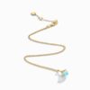 18K YELLOW GOLD SEA BLUE CHALCEDONY AND DIAMOND MINI NECKLACE