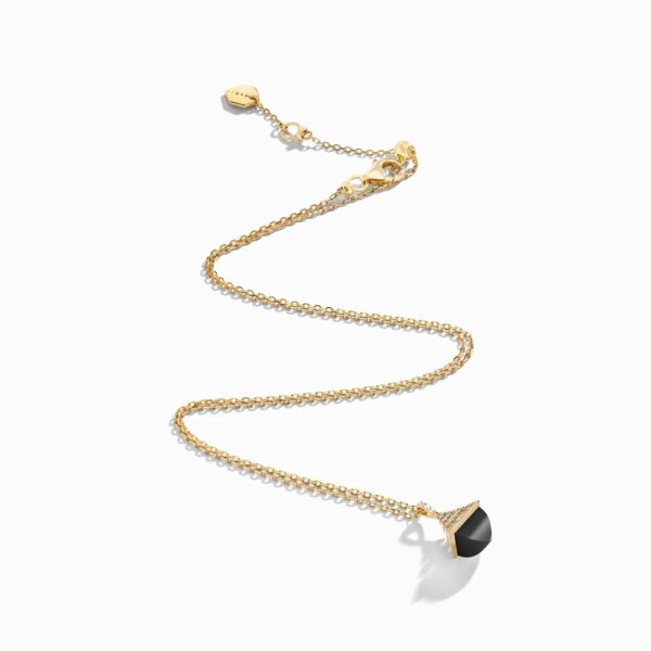 18K YELLOW GOLD ONYX AND DIAMOND MINI NECKLACE