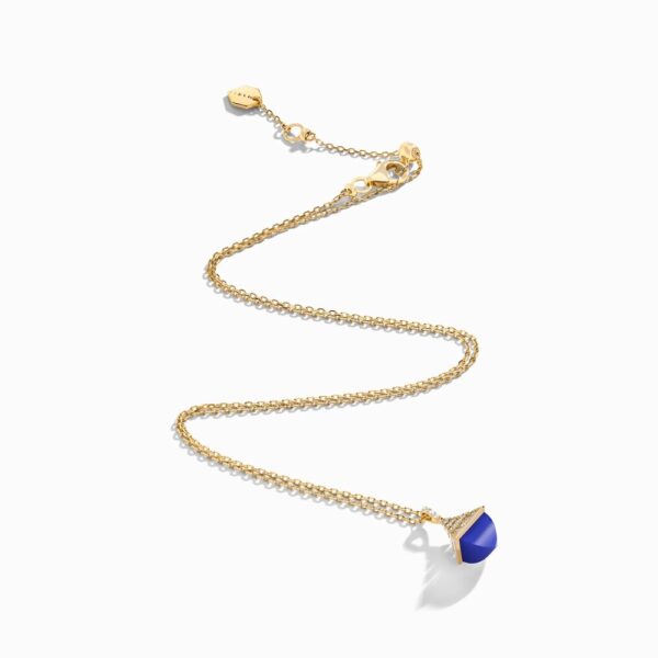 18K YELLOW GOLD LAPIS LAZULI AND DIAMOND MINI NECKLACE