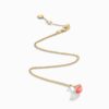 18K YELLOW GOLD PINK CORAL AND DIAMOND MINI NECKLACE