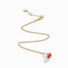 18K YELLOW GOLD RED AGATE AND DIAMOND MINI NECKLACE