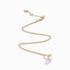 18K YELLOW GOLD WHITE AGATE AND DIAMOND MINI NECKLACE