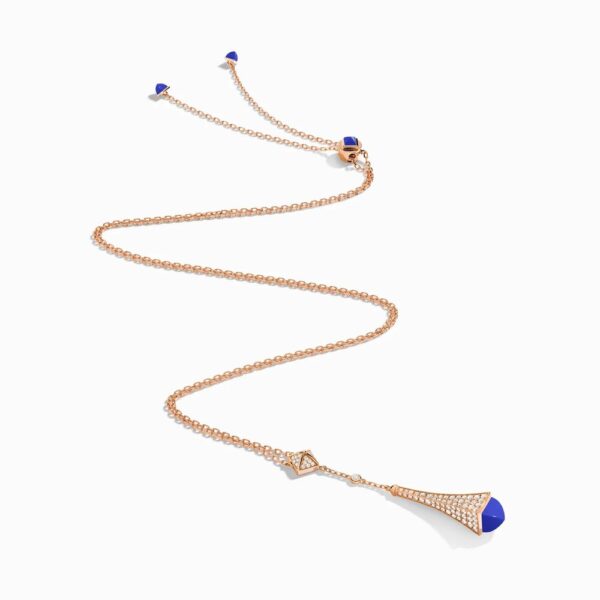 18K ROSE GOLD LAPIS LAZULI AND DIAMOND TEARDROP NECKLACE