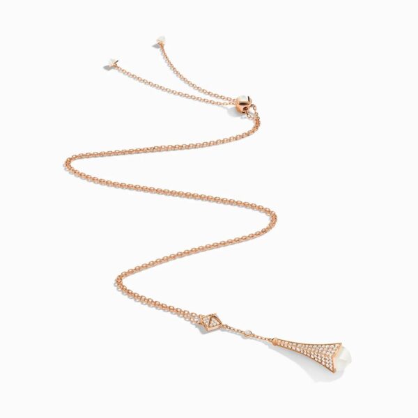 18K ROSE GOLD MOON STONE AND DIAMOND TEARDROP NECKLACE
