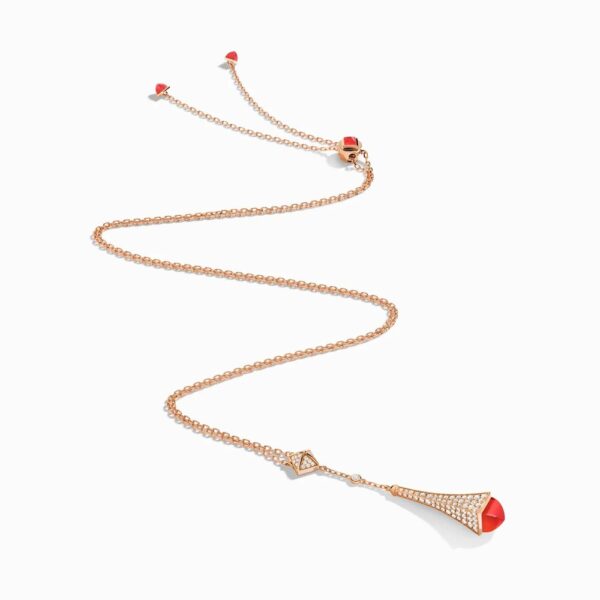 18K ROSE GOLD RED AGATE AND DIAMOND TEARDROP NECKLACE