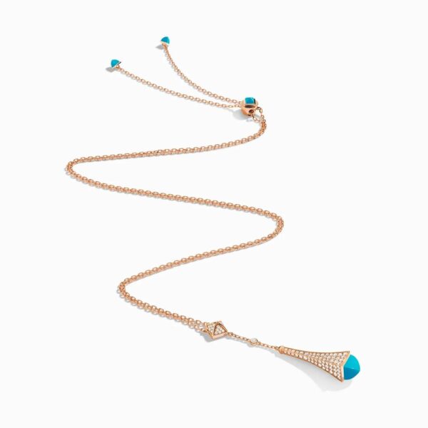 18K ROSE GOLD TURQUOISE AND DIAMOND TEARDROP NECKLACE