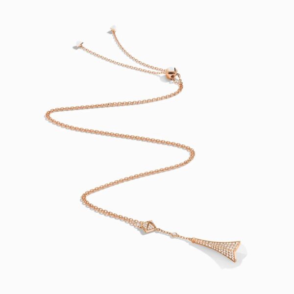 18K ROSE GOLD WHITE AGATE AND DIAMOND TEARDROP NECKLACE