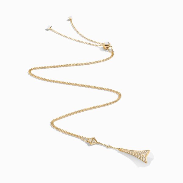 18K YELLOW GOLD WHITE AGATE AND DIAMOND TEARDROP NECKLACE