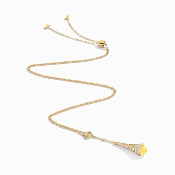 18K YELLOW GOLD YELLOW QUARTZITE AND DIAMOND TEARDROP NECKLACE
