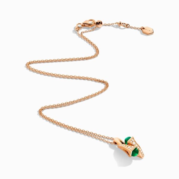 18K ROSE GOLD GREEN AGATE AND DIAMOND NECKLACE