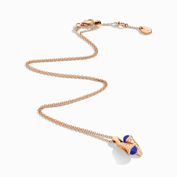 18K ROSE GOLD LAPIS LAZULI AND DIAMOND NECKLACE