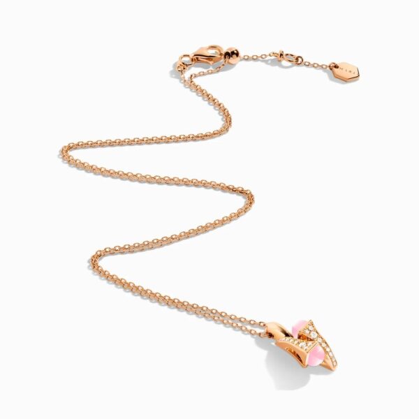 18K ROSE GOLD PINK QUARTZITE AND DIAMOND NECKLACE