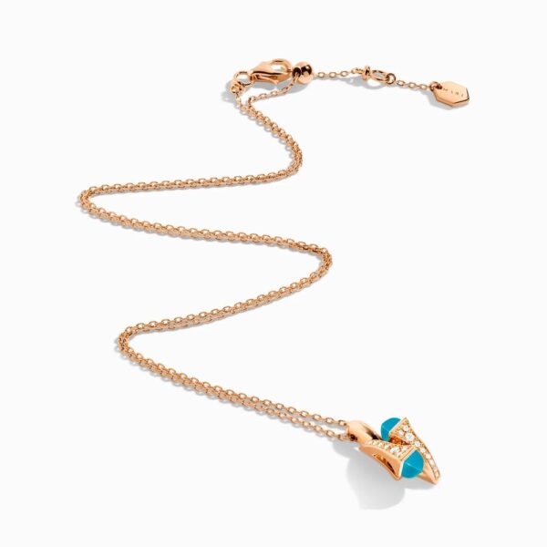 18K ROSE GOLD TURQUOISE AND DIAMOND NECKLACE