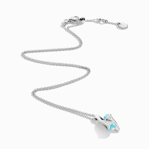 18K WHITE GOLD SEA BLUE CHALCEDONY AND DIAMOND NECKLACE