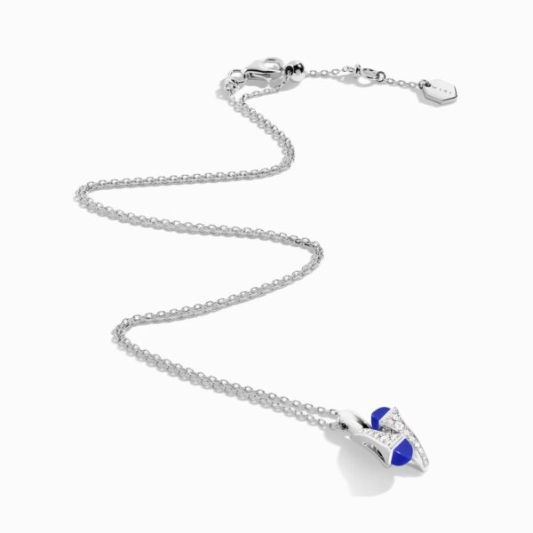 18K WHITE GOLD LAPIS LAZULI AND DIAMOND NECKLACE