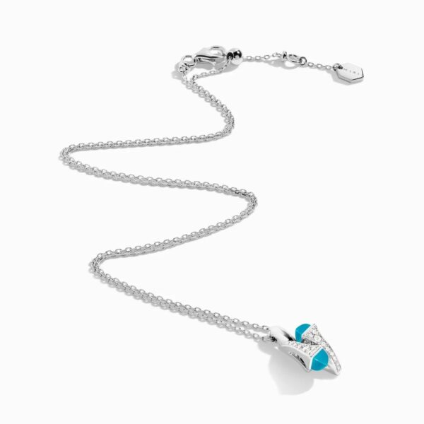 18K WHITE GOLD TURQUOISE AND DIAMOND NECKLACE