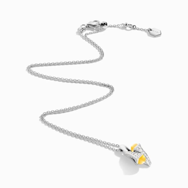 18K WHITE GOLD YELLOW QUARTZITE AND DIAMOND NECKLACE