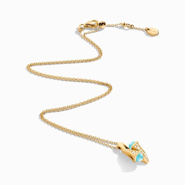 18K YELLOW GOLD SEA BLUE CHALCEDONY AND DIAMOND NECKLACE