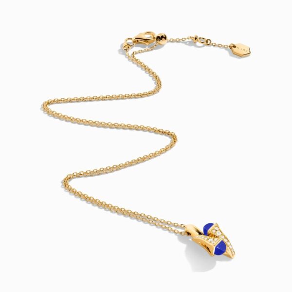 18K YELLOW GOLD LAPIS LAZULI AND DIAMOND NECKLACE