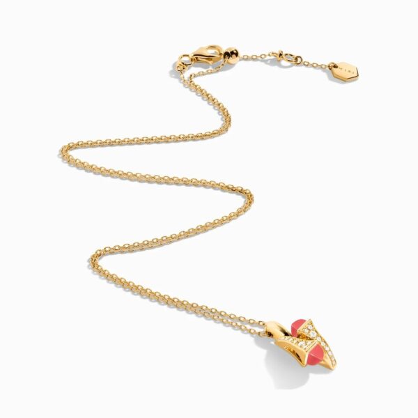 18K YELLOW GOLD PINK CORAL AND DIAMOND NECKLACE