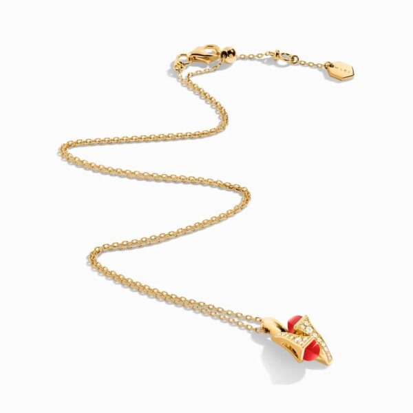 18K YELLOW GOLD RED AGATE AND DIAMOND NECKLACE