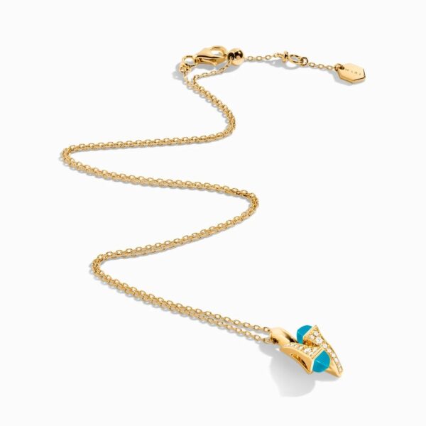 18K YELLOW GOLD TURQUOISE AND DIAMOND NECKLACE