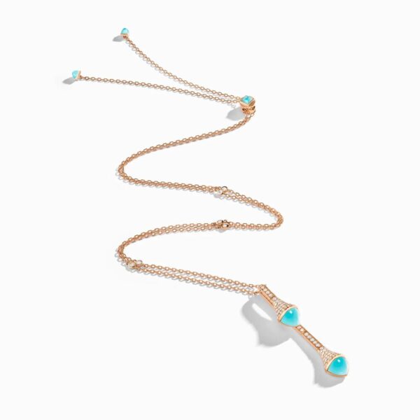 18K ROSE GOLD SEA BLUE CHALCEDONY AND DIAMOND DROP NECKLACE