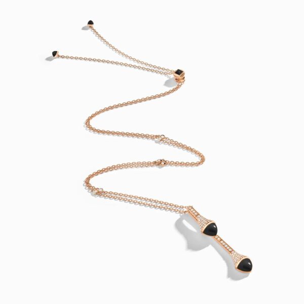 18K ROSE GOLD ONYX AND DIAMOND DROP NECKLACE