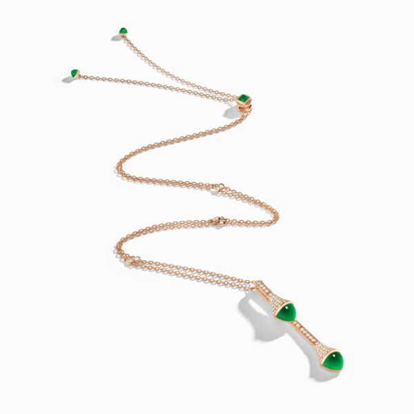 18K ROSE GOLD GREEN AGATE AND DIAMOND DROP NECKLACE