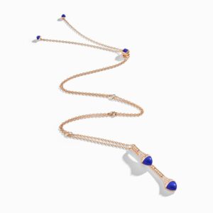 18K ROSE GOLD LAPIS LAZULI AND DIAMOND DROP NECKLACE