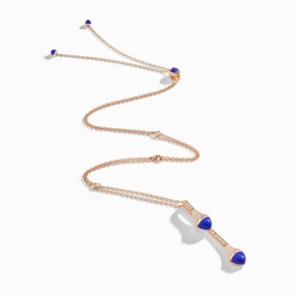 18K ROSE GOLD LAPIS LAZULI AND DIAMOND DROP NECKLACE