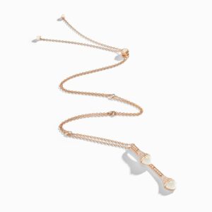18K ROSE GOLD MOON STONE AND DIAMOND DROP NECKLACE