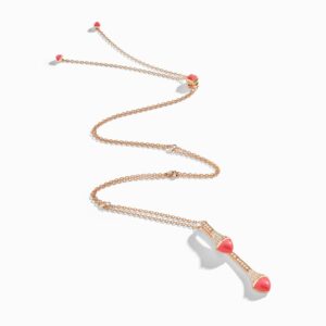 18K ROSE GOLD PINK CORAL AND DIAMOND DROP NECKLACE