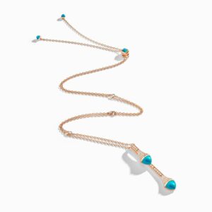 18K ROSE GOLD TURQUOISE AND DIAMOND DROP NECKLACE