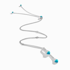 18K WHITE GOLD TURQUOISE AND DIAMOND DROP NECKLACE