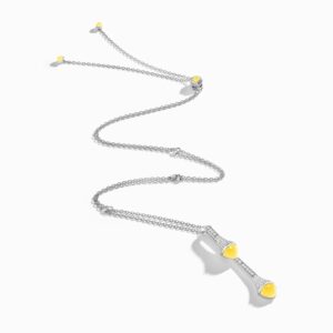 18K WHITE GOLD YELLOW QUARTZITE AND DIAMOND DROP NECKLACE