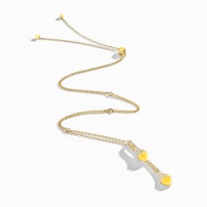 18K YELLOW GOLD YELLOW QUARTZITE AND DIAMOND DROP NECKLACE