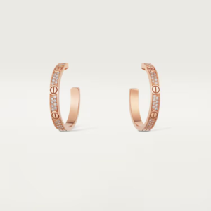 18K ROSE GOLD PAVE DIAMOND HOOP EARRING
