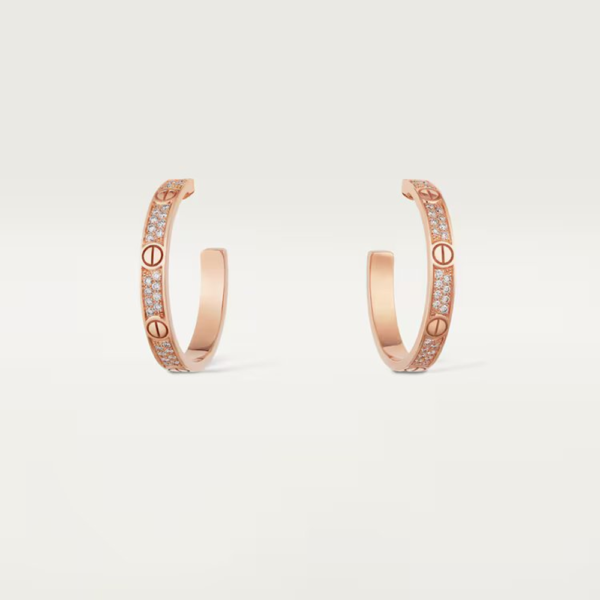 18K ROSE GOLD PAVE DIAMOND HOOP EARRING