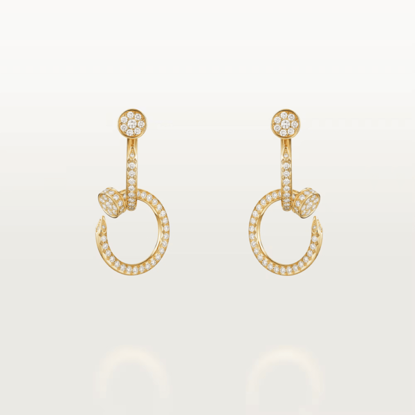 18K YELLOW GOLD PAVE DIAMOND DOUBLE EARRING
