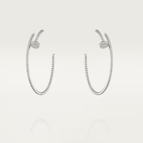 18K WHITE GOLD PAVE DIAMOND HOOP EARRING