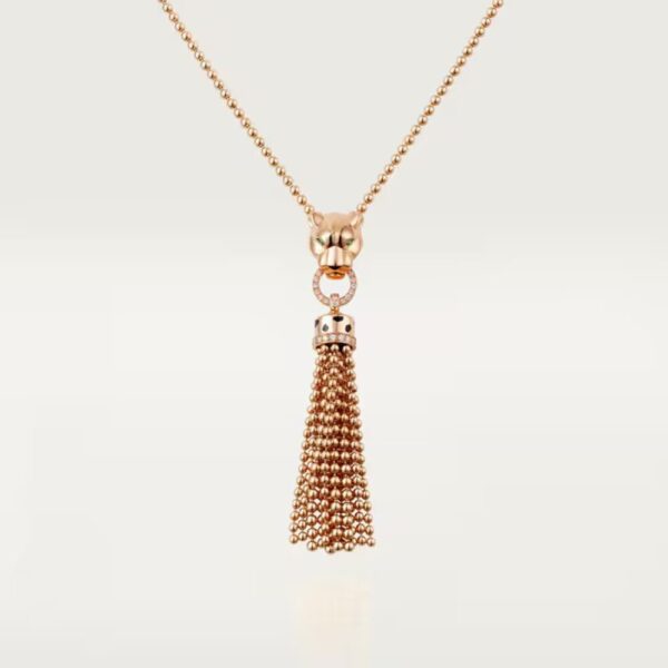 18K ROSE GOLD LACQUER, ONYX, GARNET AND DIAMOND NECKLACE