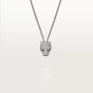 18K WHITE GOLD ONYX, EMERALD AND DIAMOND NECKLACE