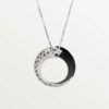 18K WHITE GOLD ONYX, CERAMIC, EMERALD AND DIAMOND NECKLACE