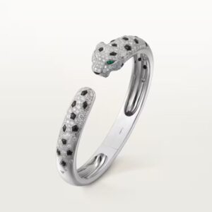 18K WHITE GOLD ONYX, EMERALD AND DIAMOND BRACELET
