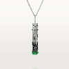 18K WHITE GOLD ONYX, EMERALD AND DIAMOND NECKLACE