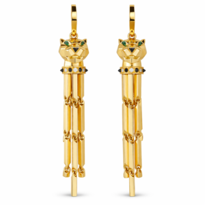 18K YELLOW GOLD ONYX, GARNET AND DIAMOND EARRING