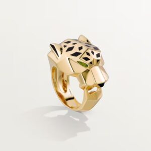 18K YELLOW GOLD LACQUER, ONYX AND GARNET RING