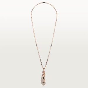 18K ROSE GOLD ONYX, EMERALD AND DIAMOND NECKLACE