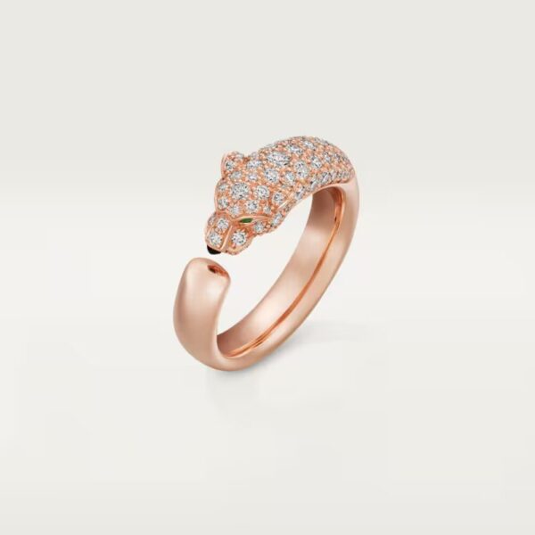 18K ROSE GOLD ONYX, EMERALD AND DIAMOND THIN RING